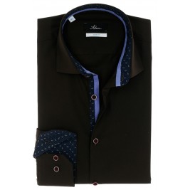 СТИЛЬНАЯ ЧЕРНАЯ РУБАШКА ASTRON SLIM FIT PREMIER LINE CHOCOLATE