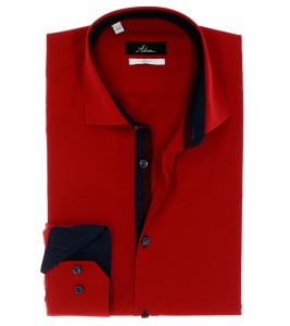 СТИЛЬНАЯ ПРИТАЛЕННАЯ КРАСНАЯ РУБАШКА SLIM FIT ASTRON