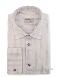 Офісна сорочка Middle Fit Astron White&Brown Premier Stripe