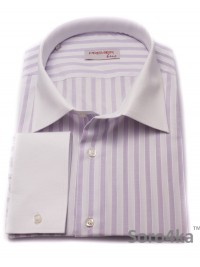 БОЛЬШАЯ ФИОЛЕТОВАЯ РУБАШКА MIDDLE FIT ASTRON LIGHT PURPLE & WHITE WIDE STRIPE