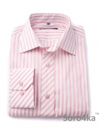 РОЗОВАЯ РУБАШКА SLIM FIT ASTRON WHITE & ROSE WIDE STRIPE