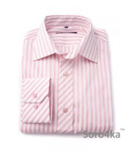 РОЗОВАЯ РУБАШКА SLIM FIT ASTRON WHITE & ROSE WIDE STRIPE