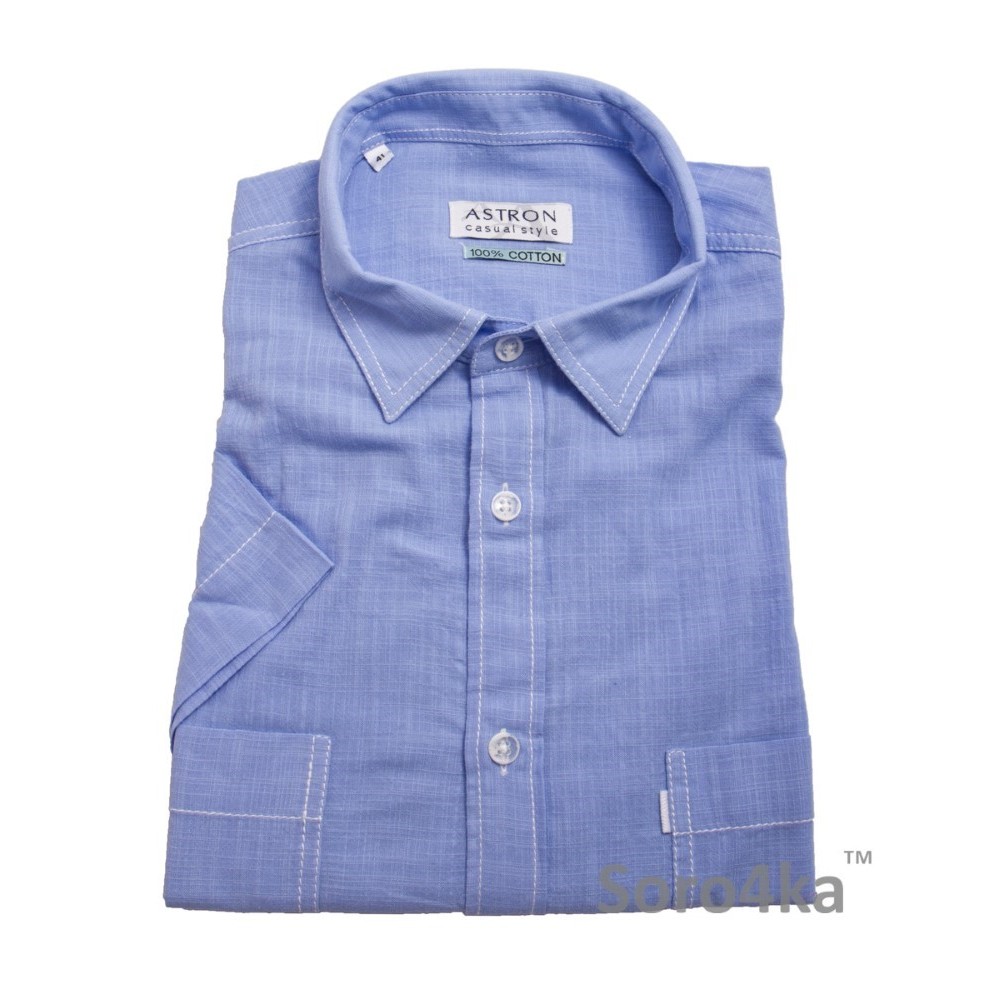 Блакитна сорочка Astron Casual на короткий рукав