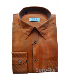 Оранжева сорочка Middle Fit Astron Casual Style Orange Stripe