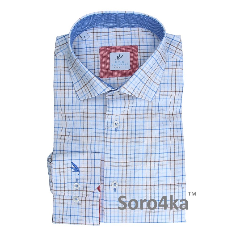 СВІТЛА СОРОЧКА В КЛІТИНКУ Red Middle fit Rino Palmieri