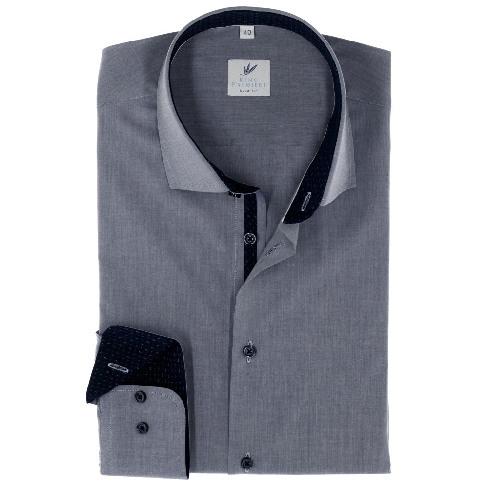 СЕРАЯ ПРИТАЛЕНАЯ РУБАШКА SLIM FIT Rino Palmieri