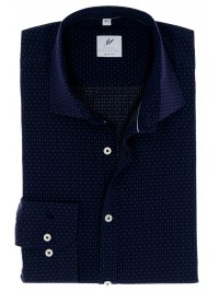 ТЕМНО-СИНЯЯ ПРИТАЛЕНАЯ РУБАШКА В РИСУНОК SLIM FIT Rino Palmieri