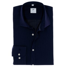 ТЕМНО-СИНЯЯ ПРИТАЛЕНАЯ РУБАШКА В РИСУНОК SLIM FIT Rino Palmieri