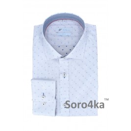 БЕЛАЯ ПРИТАЛЕНАЯ РУБАШКА В ПОЛОСКУ SLIM FIT Rino Palmieri BLUE PATTERN