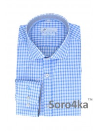 ПРИТАЛЕНА СОРОЧКА В БЛАКИТНУ КЛІТИНКУ SLIM FIT Rino Palmieri
