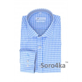 ПРИТАЛЕНАЯ РУБАШКА В ГОЛУБУЮ КЛЕТОЧКУ SLIM FIT Rino Palmieri