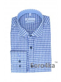 ПРИТАЛЕНА СОРОЧКА В СИНЮ КЛІТИНКУ SLIM FIT Rino Palmieri