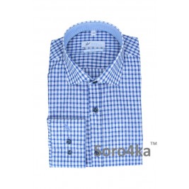 ПРИТАЛЕНАЯ РУБАШКА В СИНЮЮ КЛЕТОЧКУ SLIM FIT Rino Palmieri