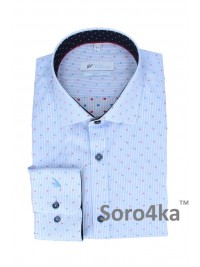 ПРИТАЛЕНАЯ РУБАШКА В БЕЛО-ГОЛУБУЮ ПОЛОСКУ SLIM FIT Rino Palmieri PATTERN