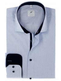 СТИЛЬНА БЛАКИТНА ПРИТАЛЕНА СОРОЧКА В РИСУНОК SLIM FIT Rino Palmieri