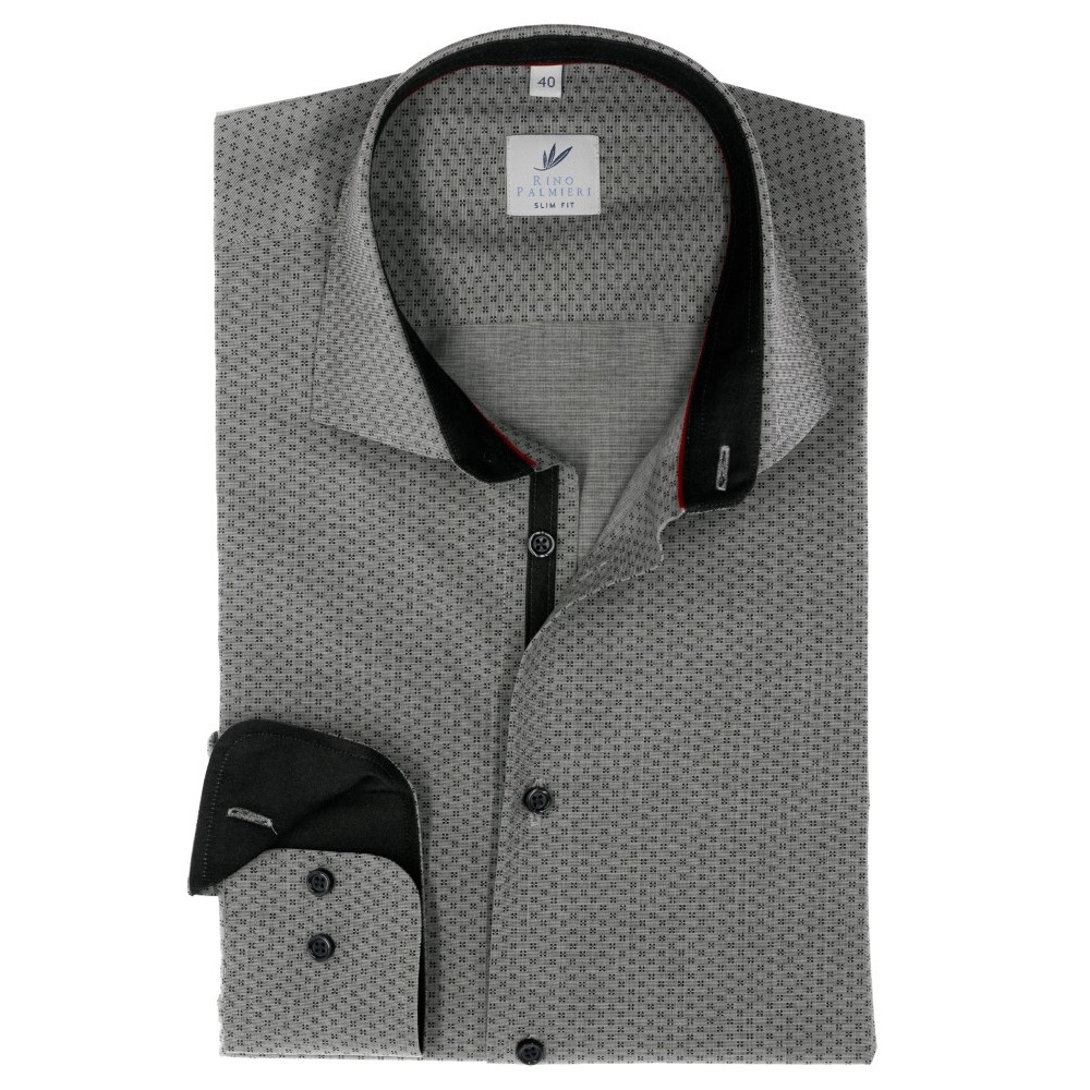 СІРА ПРИТАЛЕНА СОРОЧКА В РИСУНОК SLIM FIT Rino Palmieri