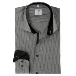 СЕРАЯ ПРИТАЛЕНАЯ РУБАШКА В РИСУНОК SLIM FIT Rino Palmieri