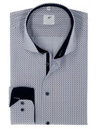 СТИЛЬНАЯ БЕЛАЯ ПРИТАЛЕНАЯ РУБАШКА В РИСУНОК SLIM FIT Rino Palmieri