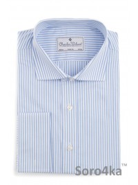ГОЛУБАЯ РУБАШКА НА ЗАПОНКИ В ПОЛОСКУ SLIM FIT CHARLES WILSON