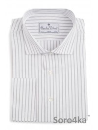 Cорочка на запонки в сіру смужку Slim fit Charles Wilson