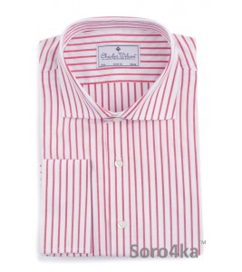 Сорочка на запонки в червону смужку Slim fit Charles Wilson
