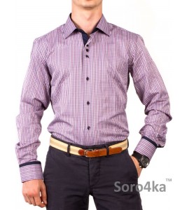 РОЗОВАЯ РУБАШКА В КЛЕТКУ С ДЛИННЫМ РУКАВОМ SLIM FIT FABRIK STYLE