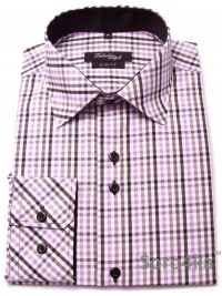 ФИОЛЕТОВАЯ МОЛОДЕЖНАЯ РУБАШКА В КЛЕТОЧКУ SLIM FIT FABRIK STYLE