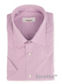 Рожева сорочка на короткий рукав Slim fit Ottavo