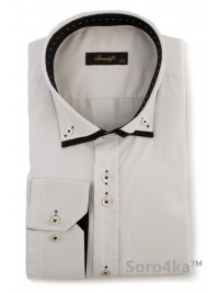 Біла сорочка з чорним коміром Slim fit Brendoff