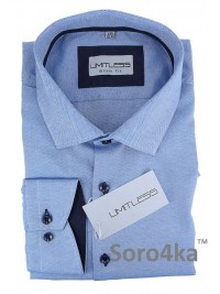 СИНЯ ПРИТАЛЕНА ТЕКСТУРНА СОРОЧКА Limitless Slim fit