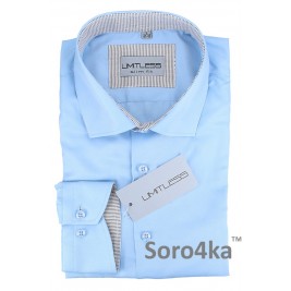 СТИЛЬНАЯ ГОЛУБАЯ ПРИТАЛЕННАЯ РУБАШКА Limitless Slim fit