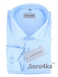 КЛАССИЧЕСКАЯ ТЕКСТУРНАЯ ГОЛУБАЯ ПРИТАЛЕННАЯ РУБАШКА Limitless Slim fit