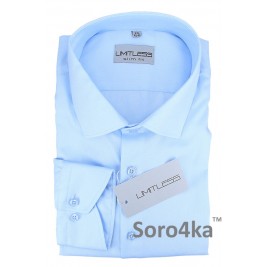 КЛАССИЧЕСКАЯ ТЕКСТУРНАЯ ГОЛУБАЯ ПРИТАЛЕННАЯ РУБАШКА Limitless Slim fit