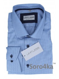 ТЕКСТУРНАЯ СИНЯЯ ПРИТАЛЕННАЯ РУБАШКА Limitless Slim fit