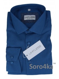 ТЕКСТУРНА ТЕМНО-СИНЯ ПРИТАЛЕНА СОРОЧКА Limitless Slim fit