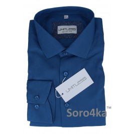 ТЕКСТУРНАЯ ТЕМНО-СИНЯЯ ПРИТАЛЕННАЯ РУБАШКА Limitless Slim fit