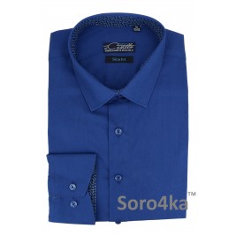 СТИЛЬНАЯ СИНЯЯ ПРИТАЛЕННАЯ РУБАШКА Slim Fit Maestro di Castello
