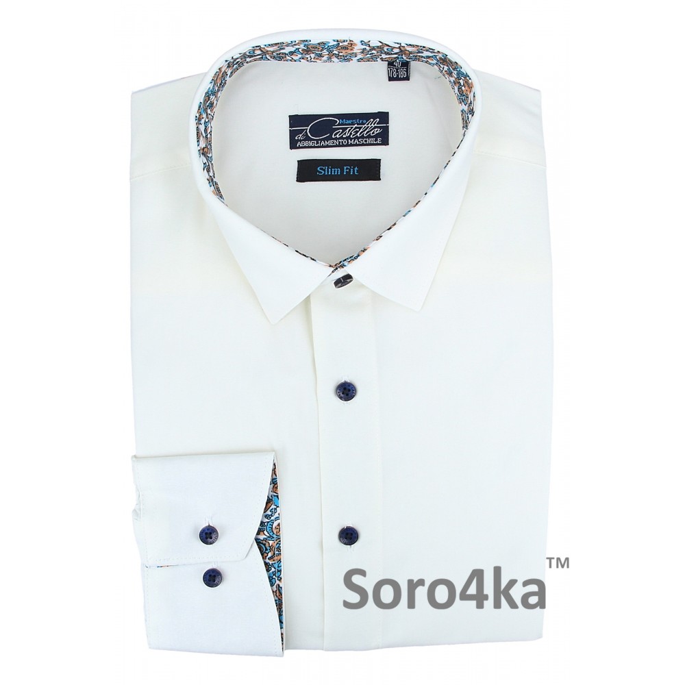 СТИЛЬНА ПРИТАЛЕНА СОРОЧКА АЙВОРІ Slim Fit Maestro di Castello