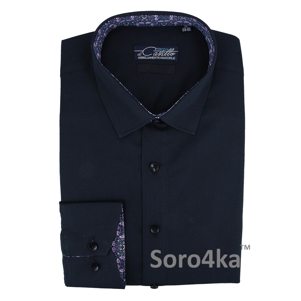 СТИЛЬНА ЧОРНА КЛАСИЧНА СОРОЧКА Classik Fit Maestro di Castello