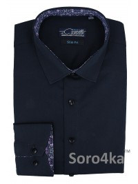 СТИЛЬНАЯ ЧЕРНАЯ ПРИТАЛЕННАЯ РУБАШКА Slim Fit Maestro di Castello