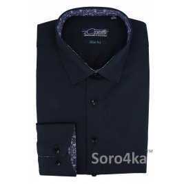 СТИЛЬНАЯ ЧЕРНАЯ ПРИТАЛЕННАЯ РУБАШКА Slim Fit Maestro di Castello