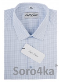 БЕЛАЯ ПРИТАЛЕННАЯ РУБАШКА В ГОЛУБУЮ КЛЕТОЧКУ LIGHTHOUSE SLIM FIT