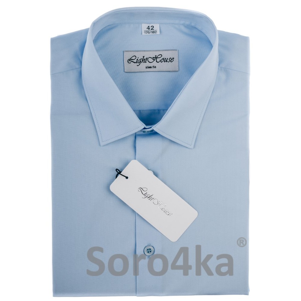 БЛАКИТНА ПРИТАЛЕНА СОРОЧКА LIGHTHOUSE SLIM FIT Light Blue Simple
